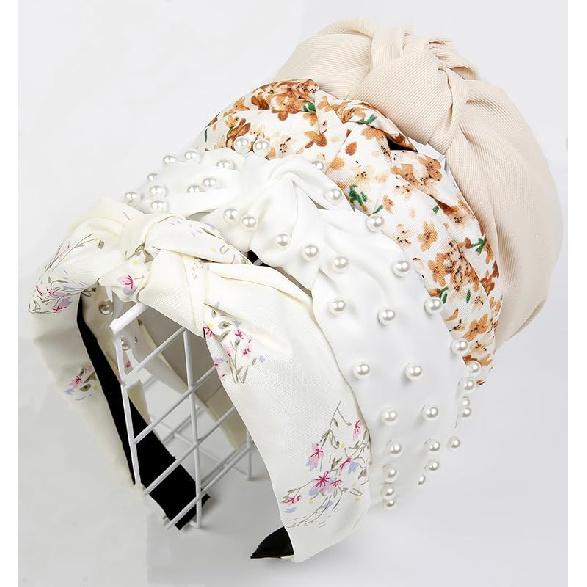 Knotted Fashion Hairbands and Hair Hoops: Non-Slip Top Knot Headbands with Leopard Print for Women and Girls - 4PCS Beige Brown Hair Accessories Set