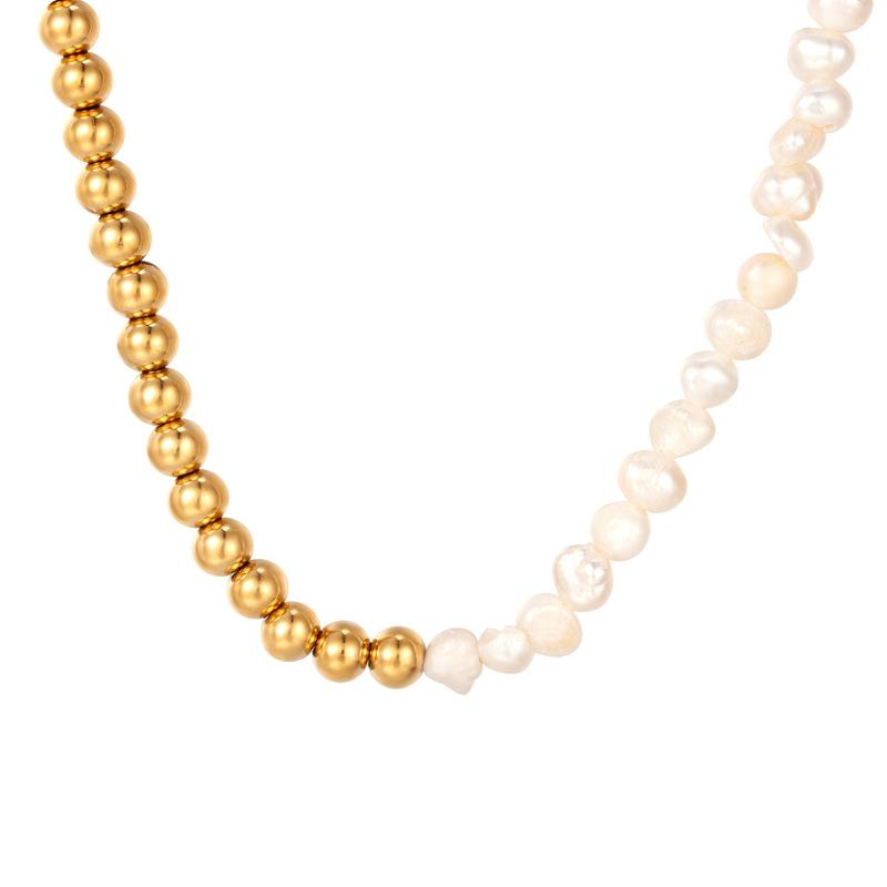 

Splicing Freshwater Bead Necklace Women S Ins Style Necklace Simple Love Round Bead Chain Premium Durable Quality