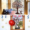 4th of July Window Clings Patriotic American Flag Red Blue White Tree Balloons Stickers Independence Memorial Day Static Decals for Store Glass Decor