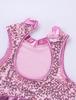 Kids Girls Two-Piece Dance Set Sequined Sleeveless Crop Top Metallic Bottoms Performance Outfit