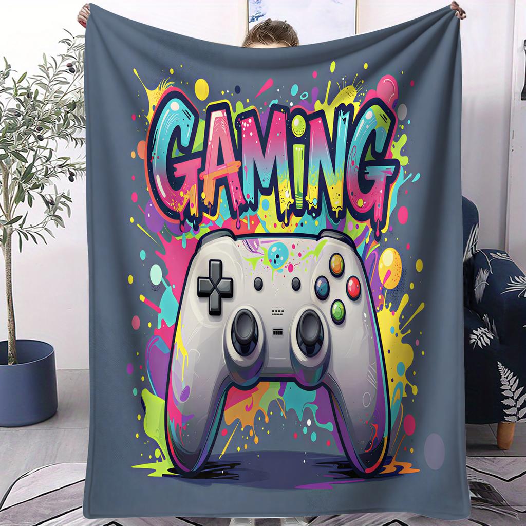 Game Controller Graffiti Art Blanket Soft Suitable for Bedroom Sofa Car Office Napping Air Conditioning  Small Cover Blanket