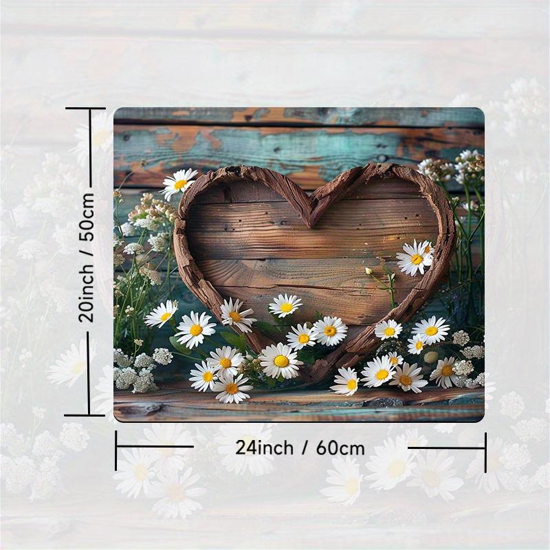 1Pcs Rubber Drying Mat With Daisy Heart  Print For Coffee Shop Restaurant Kitchen Carpet Tableware Durable Diatom Mud Table Mat Pet Mat Coffeeware