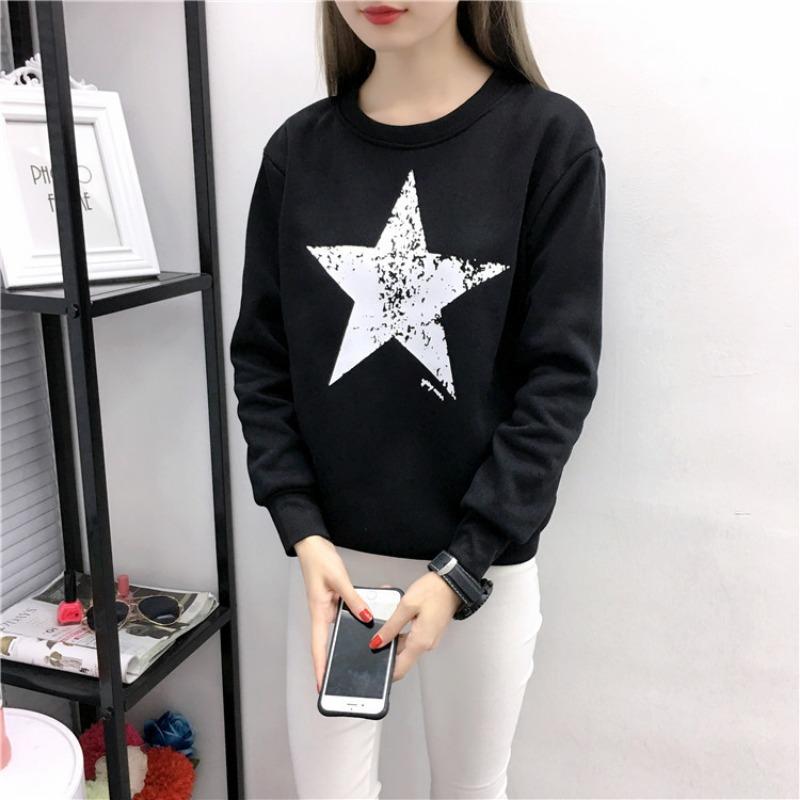 

Женская свободная флисовая толстовка с принтом и длинными рукавами XXL чёрный