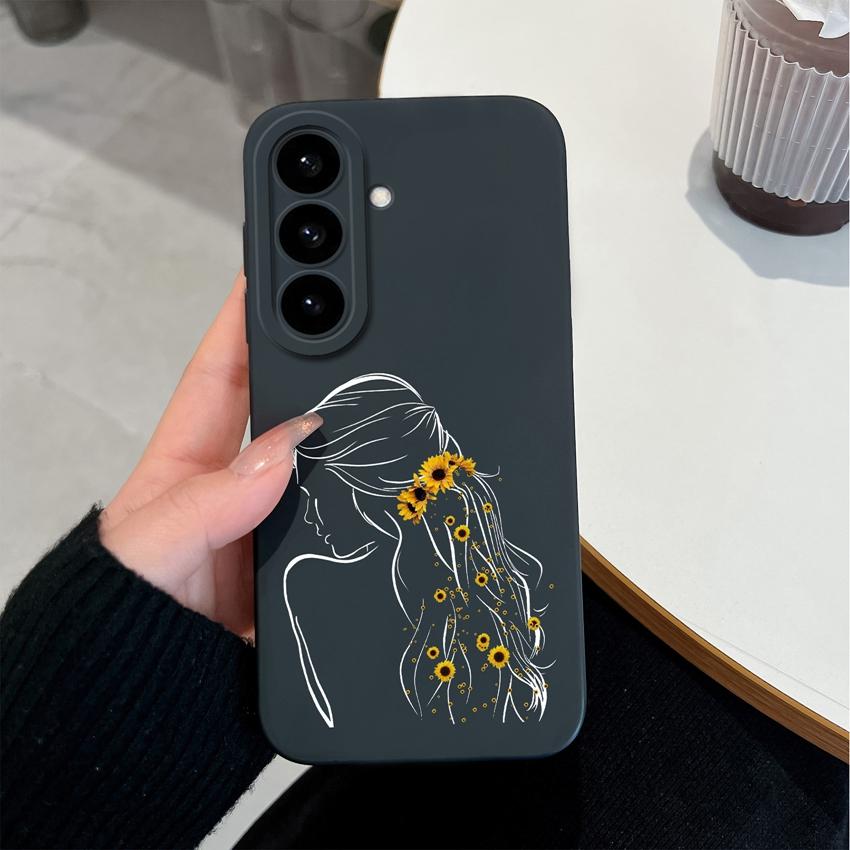 For Samsung Galaxy S26 Plus Ultra Phone Case Pretty Flower Soft Liquid Silicone Lightweight Anti Drop Cover For GalaxyS 26 Shell Galaxy S26 Plus