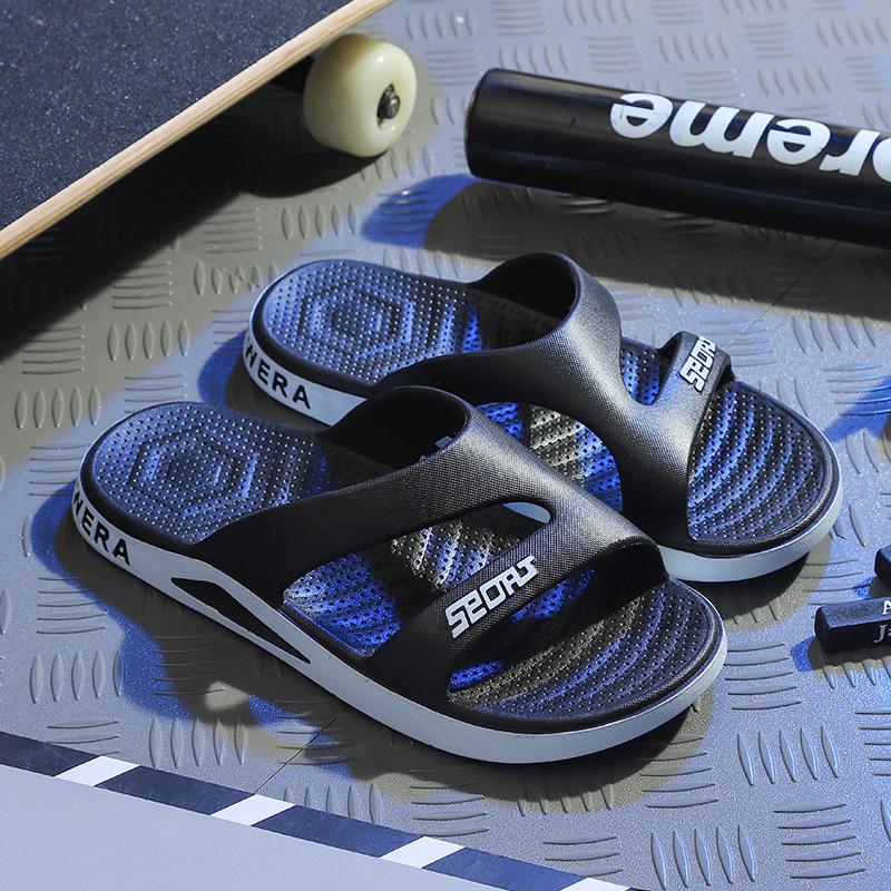 New Men Slippers Summer Slides Breathable Cool Beach Shoes Flip Flops Fish Mouth Bone White Men Slippers Lightweight Big Size 46
