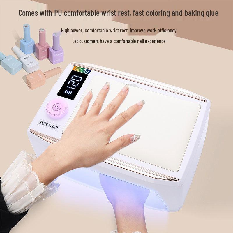 Rechargeable 380W Nail Lamp with Hand Rest for Two-Hand Nail Art