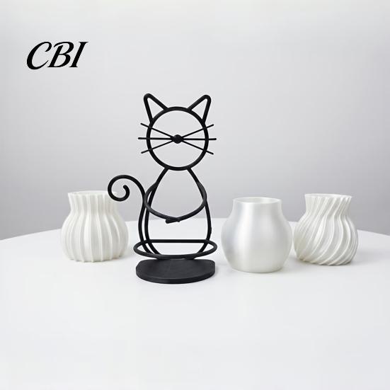 Hydroponic Plant Pot Cat Flower Holder, Multifunctional Desktop Vase Pen Organizer for Eco-friendly Holder Small Plants, Minimalist Stand with
