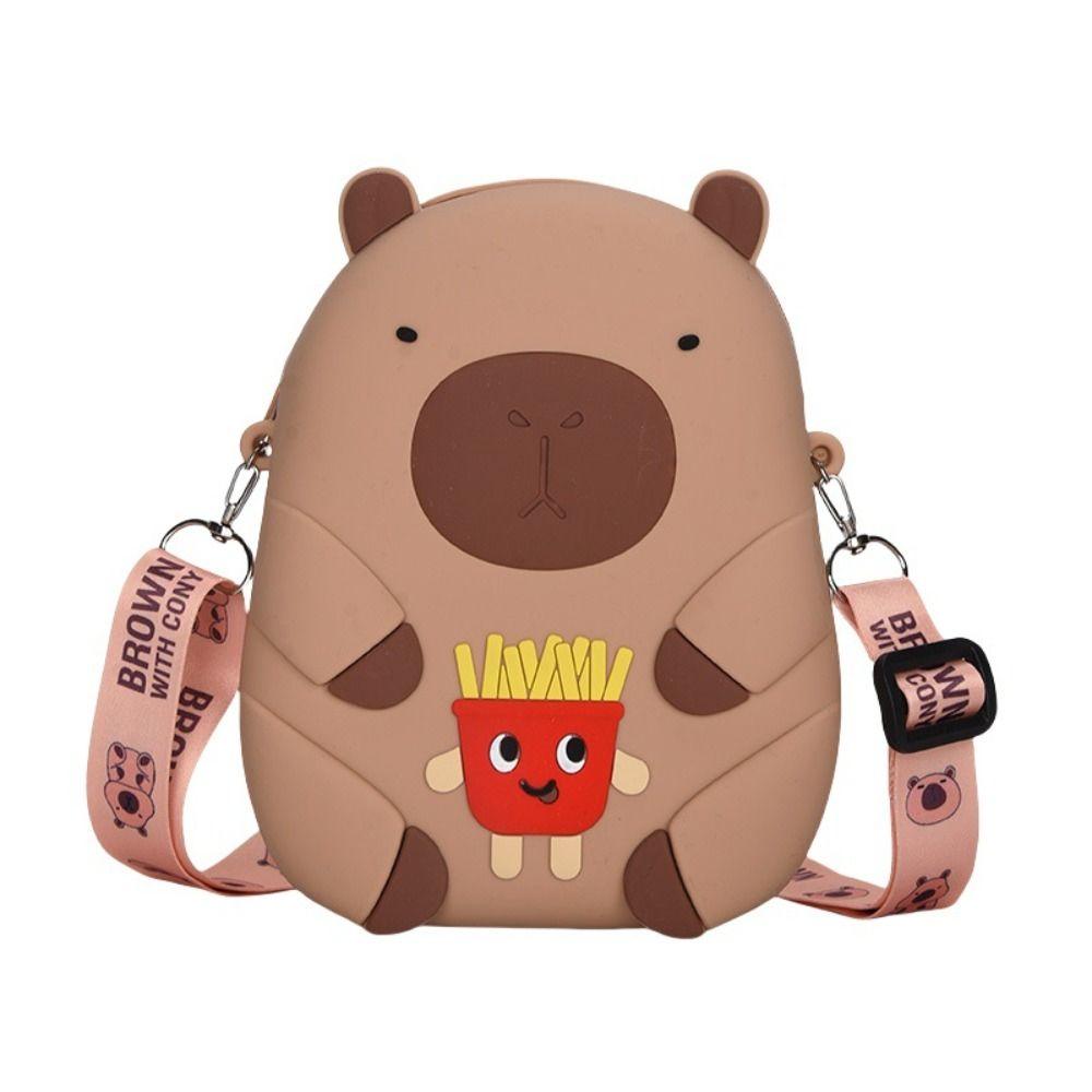 Cartoon Capybara Coin Purse Cute Small Item Bag Fashion Silicone Shoulder Bag  Girls