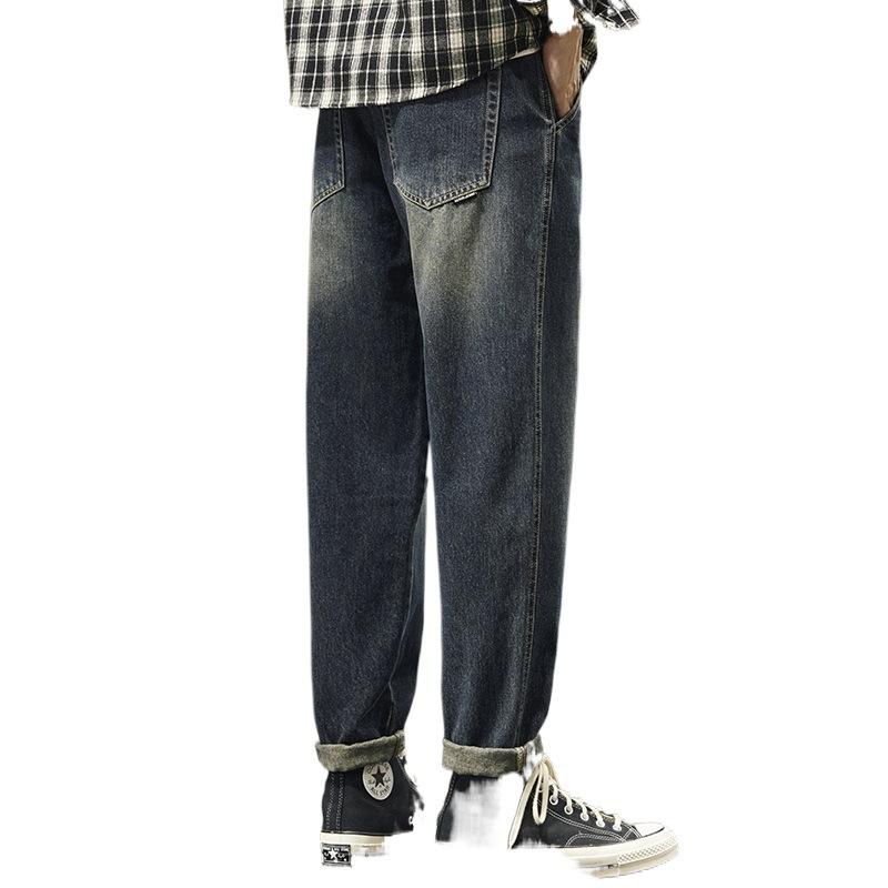 

Весенне-осенние джинсы мужские прямые свободные повседневные брюки корейская версия 38 сине серый