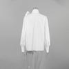 Womens Loose Fit White Shirt With Tie Neck Flowing Collar Casual Office Wear Cotton Blend Long Sleeve Top