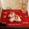 Festive Year of the Horse 3D Red Door Mat - Non-slip, Dust Removal, Wear-resistant Wool Feel Entrance Carpet