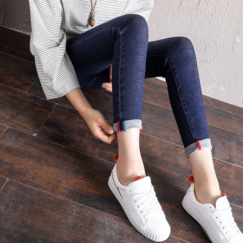 

Сотни джинсов, женские осенние новые тонкие, эластичные, с высокой талией, девятиминутные брюки, маленькие брюки для ног 28