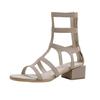 Summer Women Rome Sandals With Open Toe Block Heel And Back Zipper For Casual Wear