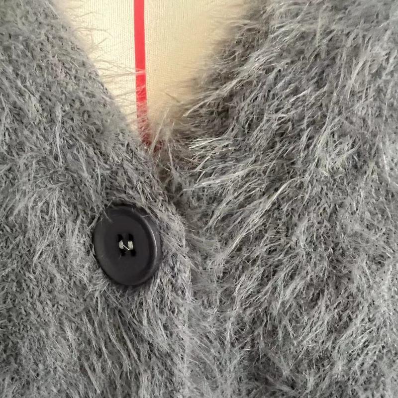 Женский вязаный повседневный кардиган осень-зима модный свободный свитер с V-образным — фото 5