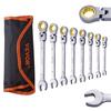 Flex-Head Ratcheting Wrench Set 8 PC Metric 8 mm-17 mm with Roll-up Pouch
