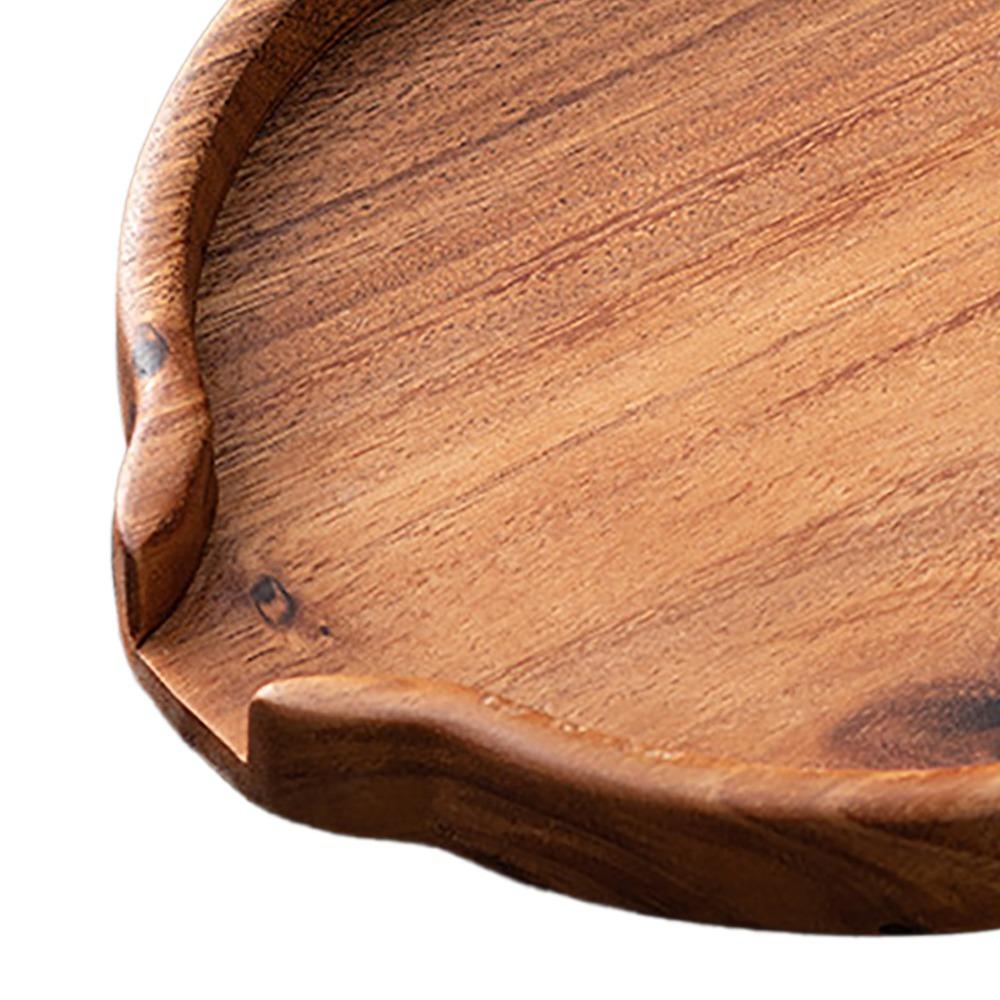 U Shaped Opening Wooden Tea Tray Round Shape Tea Coffee Snack Tray Wooden Serving Tray  Home Use