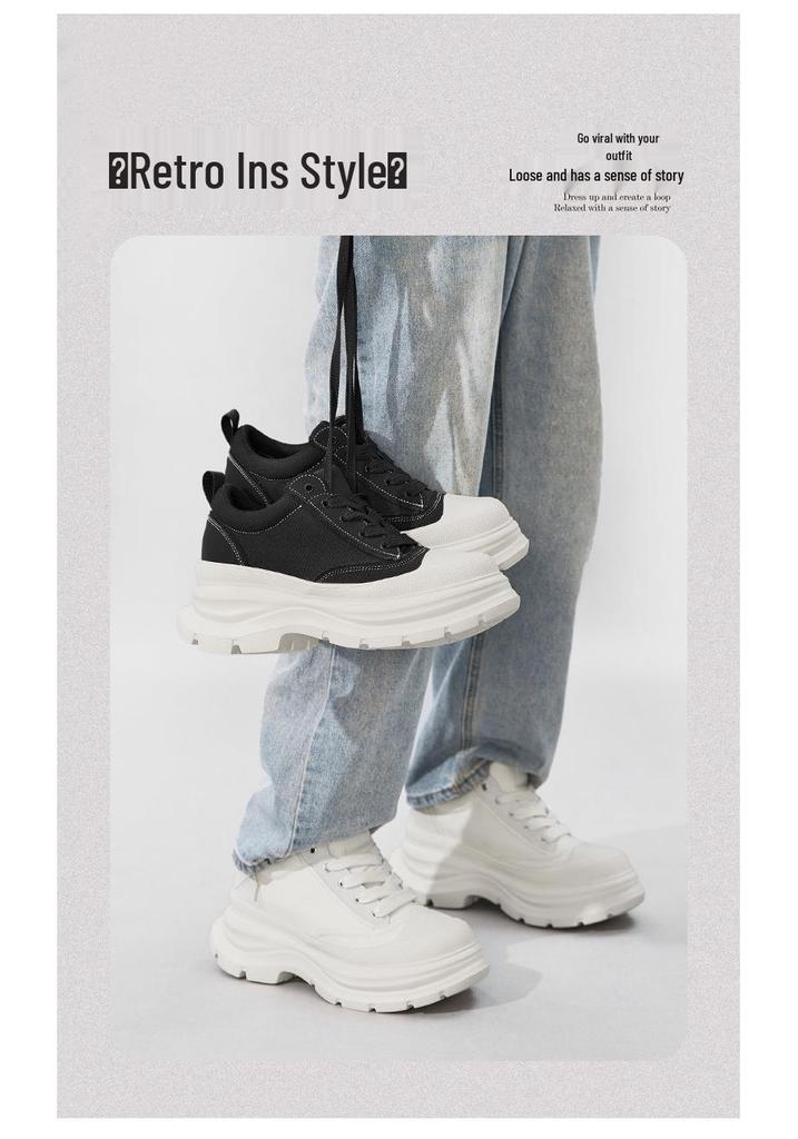 Men's Autumn Height-Boosting Casual Sneakers - 8cm Invisible Lift, Thick Sole, Trendy Dad Style