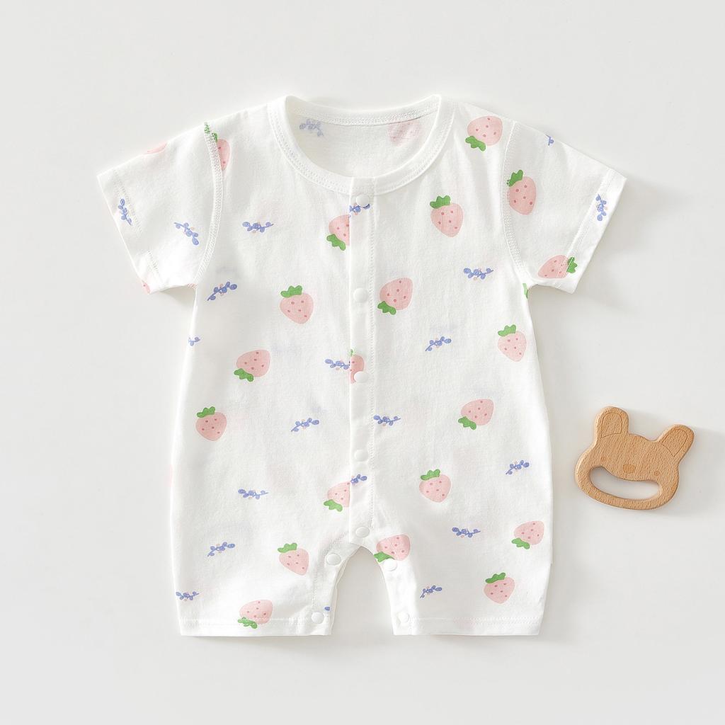 Baby Short Sleeve Romper, Lightweight Infant One Piece Pajamas, Summer Air Conditioning Outfit for Newborn Boys and Girls