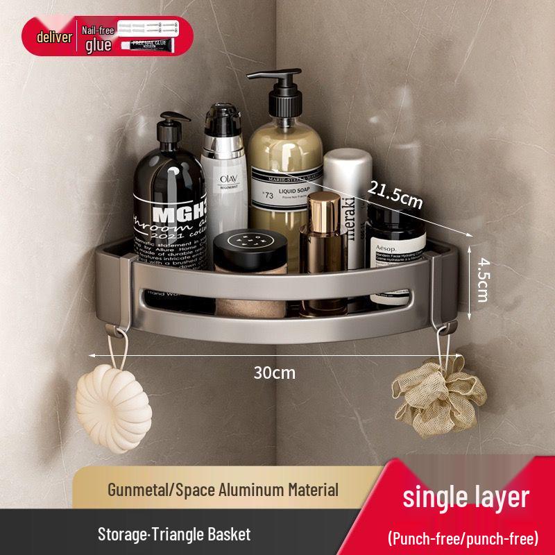 No-Drill Triangle Bathroom Wall-Mounted Shelf