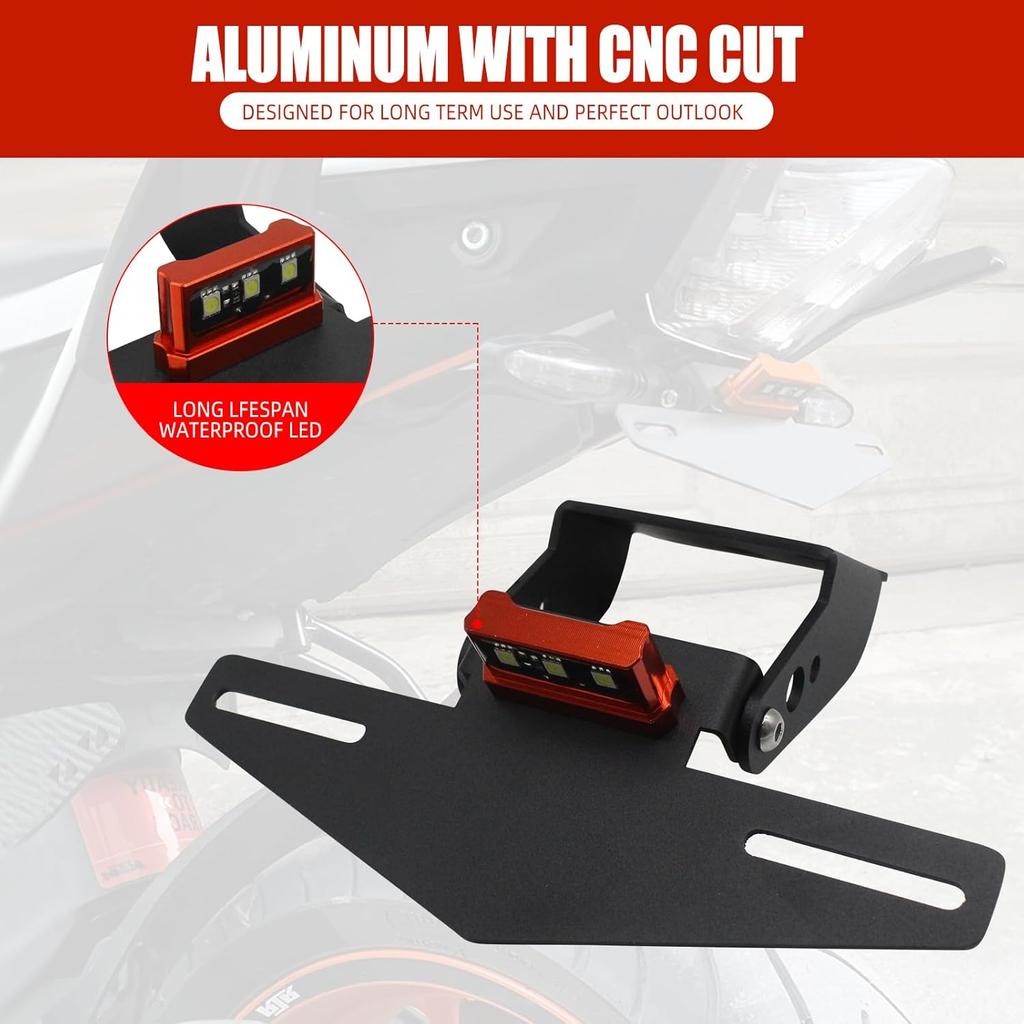Motorcycle Rear License Plate Bracket Holder with LED Light for 125 250 390 200 2017-2023