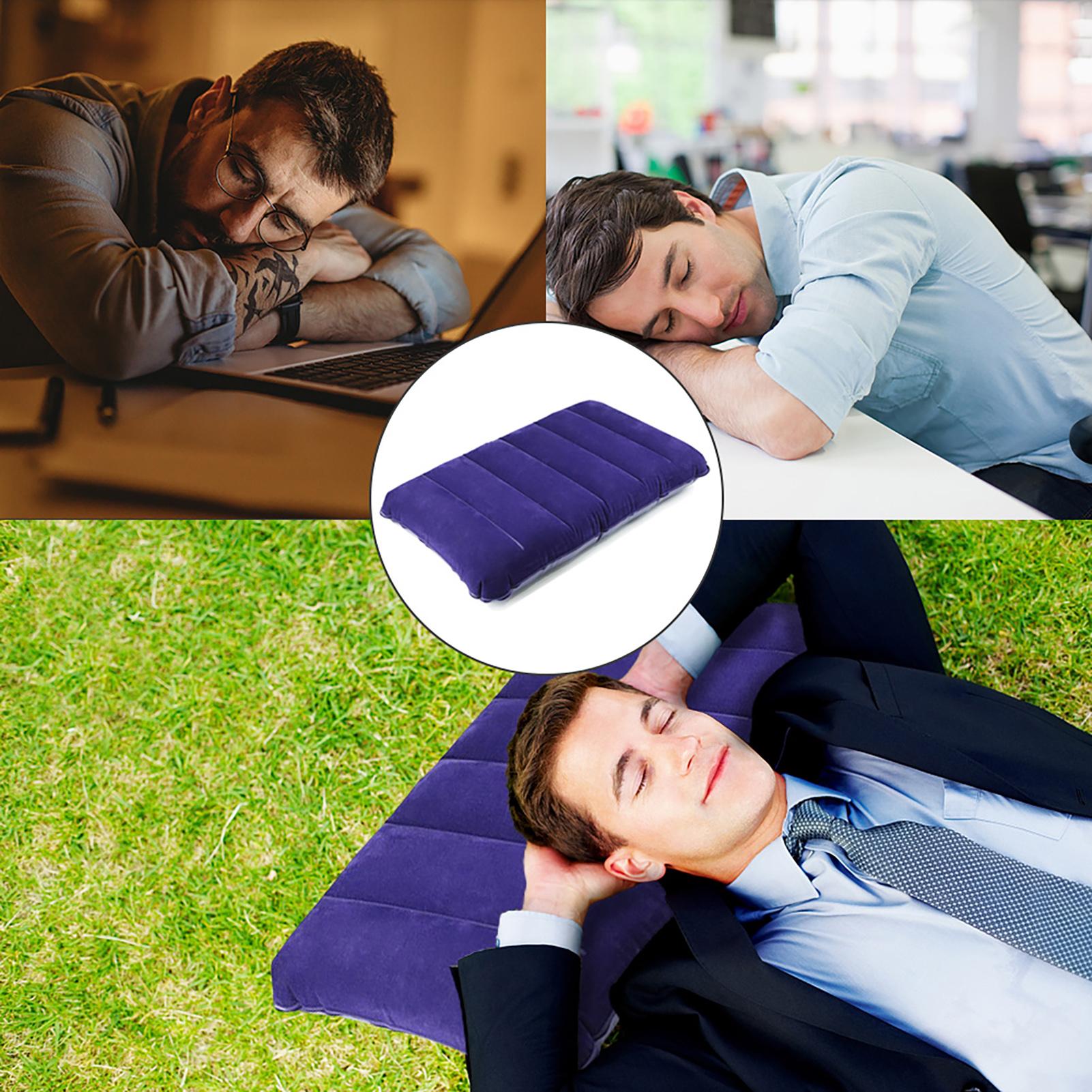 Inflatable Pillow Camping Travel Pillow Squared PVC Flocked Fabric Pillow for Camping Hiking
