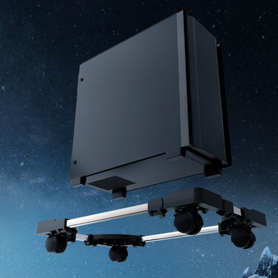 Computer Tower Stand with 4 Locking Caster Wheels Adjustable Heavy Duty Metal Computer CPU Holder Home Office Ventilated PC Tower Cart Floor Stand