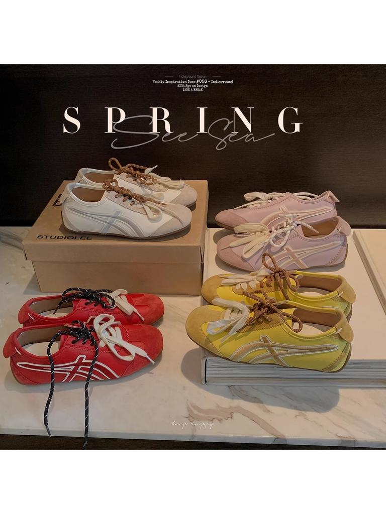 Grape mother same old Berlin magazine~ fashionable contrasting color pair of shoelaces square round head casual versatile Forrest Gump shoes German