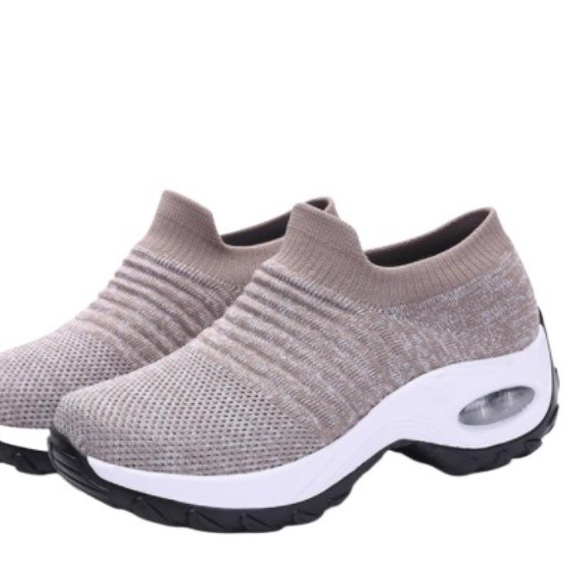 Baskets à coussin d'air tendance Femmes Chaussures de sport décontractées Respirantes en maille tricotée Chaussures de danse Chaussures à plateforme de marche