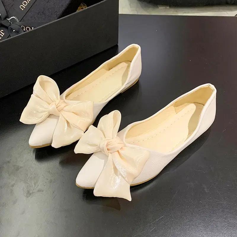 Fashion Shoes for Women Pointed Toe Slip-on Shallow Moccasins Single High Quality Fashion 39 Lastest Korean Style Social Non Woman Flats