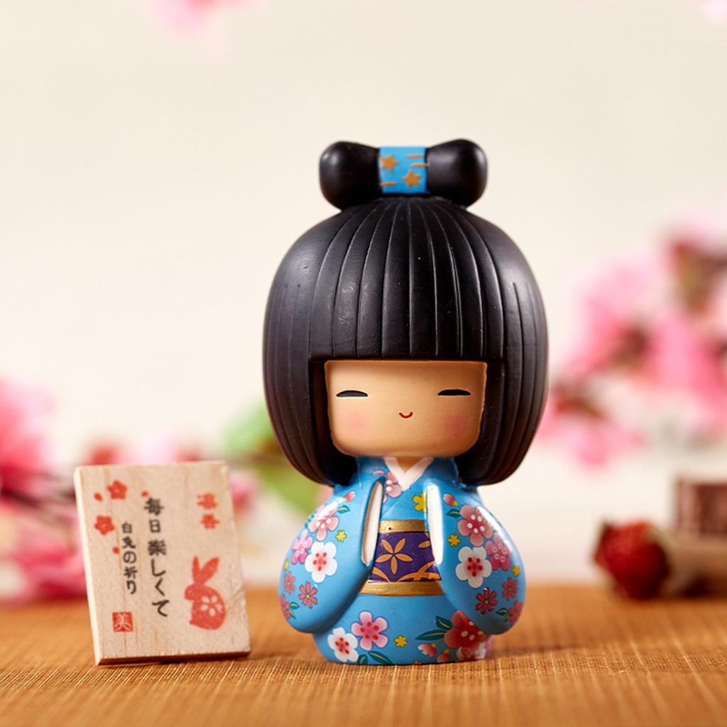 Miniature Japanese Kokeshi Doll Traditional Crafts Collectible Figurines Girl Statues for Bar Office Restaurant Decor Ornament