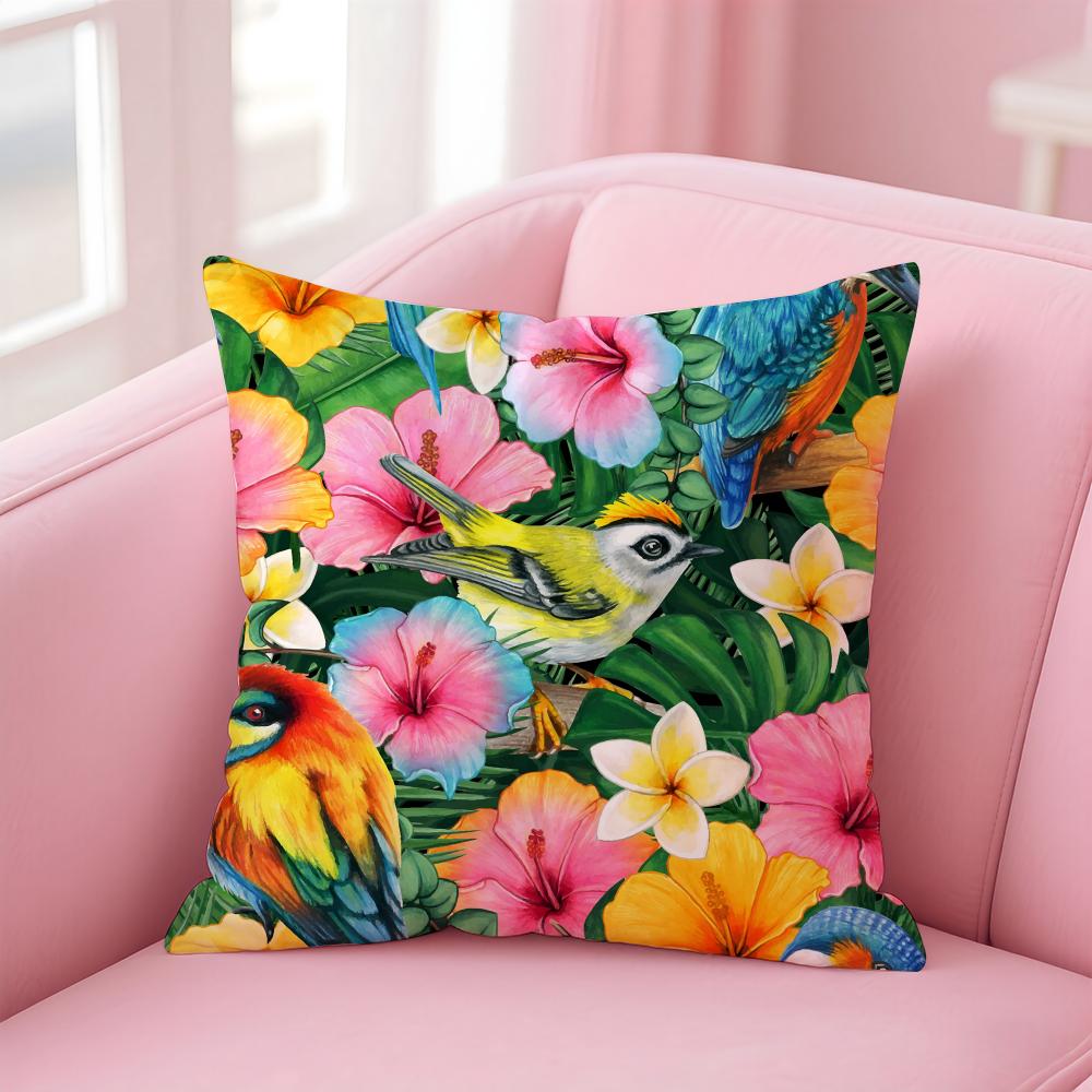 Bright Gorgeous Anime Stunning Colorful Floral Cushion Cover Linen Pillowcase Cover Soft Decor for Sofa Home Room