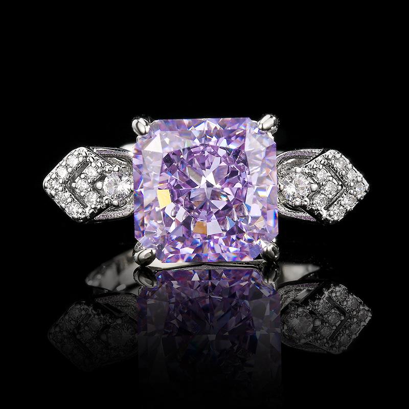

Jewelry Jewelry Set Earrings Necklace Ring Sugar Cube Ice Flower Cut High Carbon Diamond European and American Foreign Trade Versatile