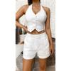 Fashion Summer Fashion Halter Vest Shorts Set Hanging Neck Vest and Shorts Set