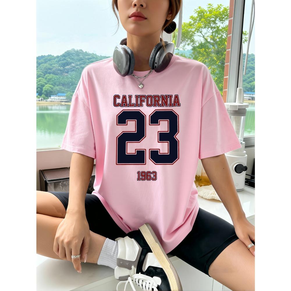 California Number 1963 Prints Womens T-Shirt Casual Summer T Shirts Cotton Tops Loose Breathable Woman Streetwear