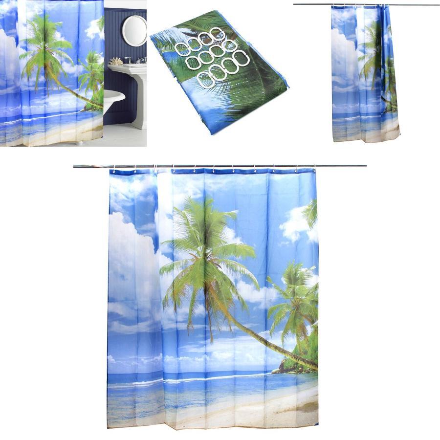 Eleganter Hawaii Strand Kokosnuss Design Duschvorhang für eine schicke und wasserdichte Badezimmerästhetik