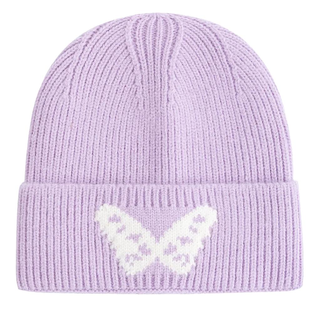 New Butterfly Embroidery Beanie Hats Winter Warm Cap Y2K Hats For Women Solid Color Winter Knitted Girl Hats Gift