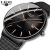 LIGE Mens Watches Fashion Ultra Thin Watch Man Waterproof Date Quartz WristWatch for Men Business Male Clock Relogio Masculino