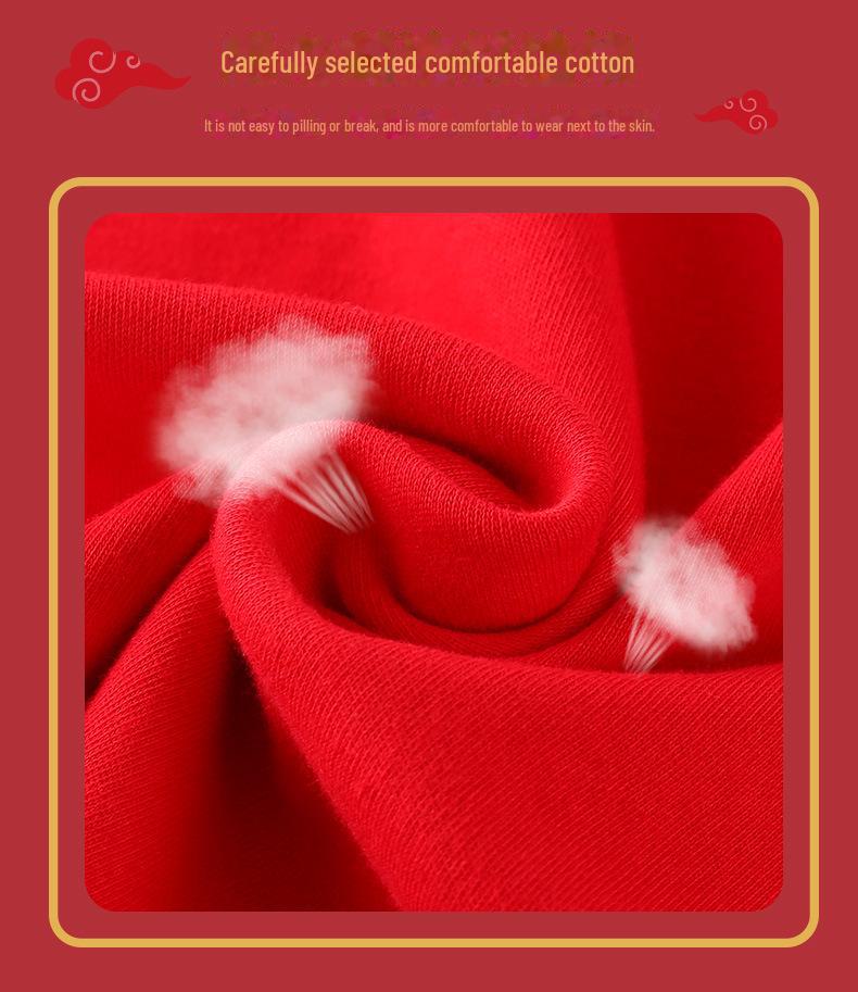 Rok Draka Červená Bavlněná Zvěrokruhová Sada Spodního Prádla pro Děti - Chlapecký a Dívčí Podzimní Svetr a Kalhoty