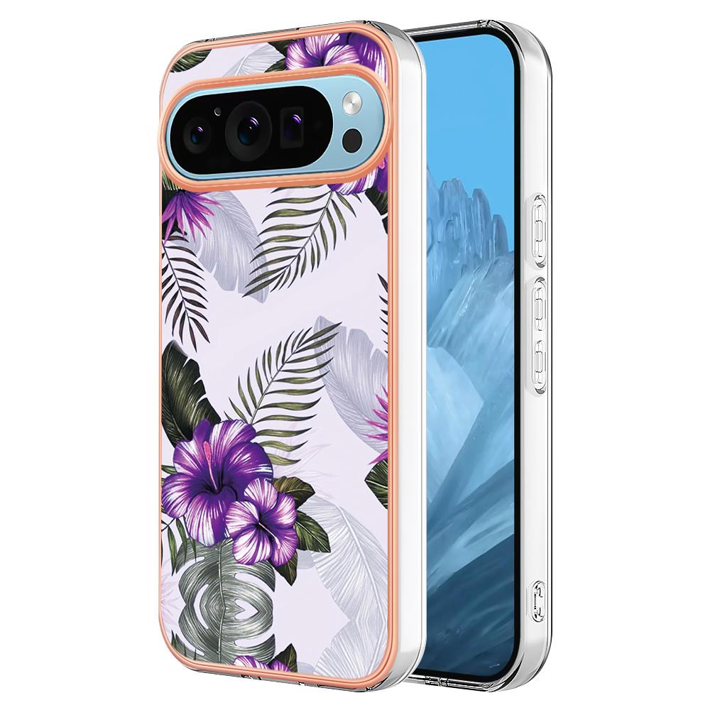 For Google Pixel 9/Pixel 9 Pro Case with IMD Marble Flower Pattern TPU Mobile Back Cover