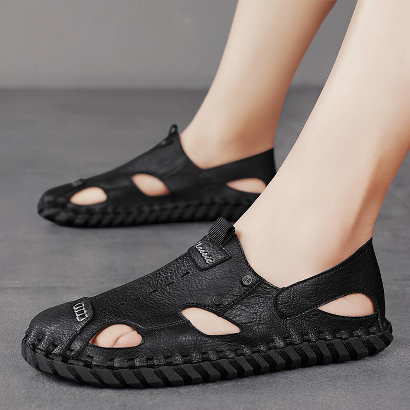Sommer Leder Römersandalen Herren Business Casual Schuhe Outdoor Strand Übergröße Handgefertigte Herrenschuhe Outdoor Rutschfest Laufen