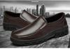 Men's Round Toe Cowhide Loafers - Slip-On, Thick Sole, Breathable, Low Heel Casual Shoes