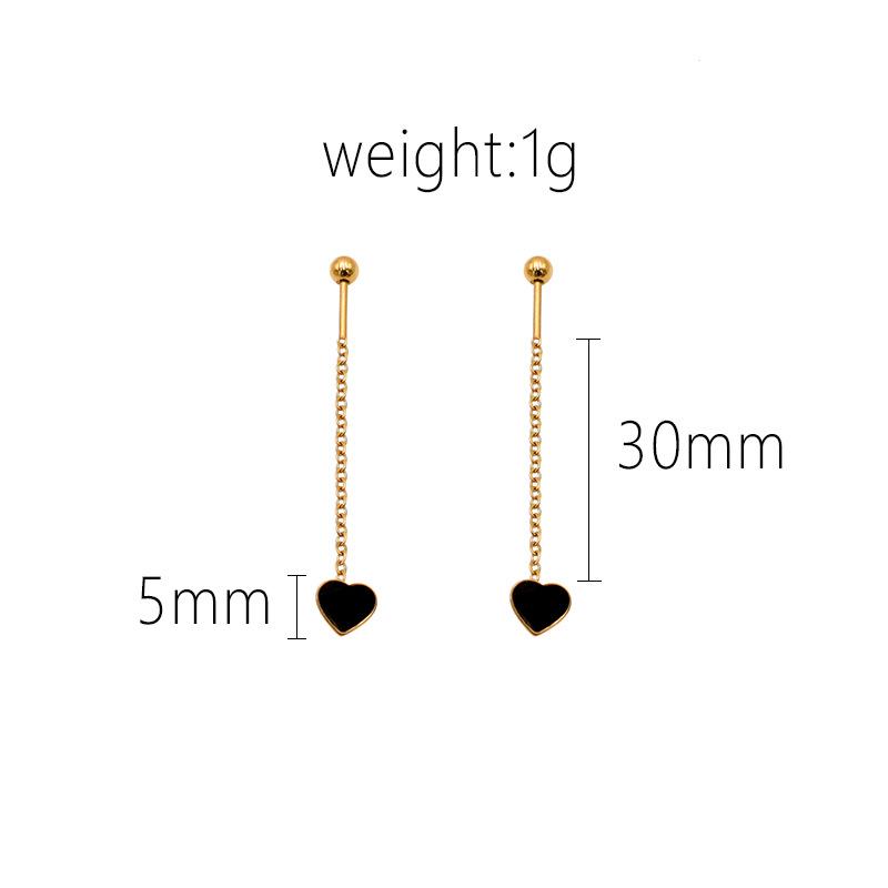Korean Simple Long Fringed Earrings Versatile Style Earrings Chain Peach Heart Stud Earrings Niche Jewelry