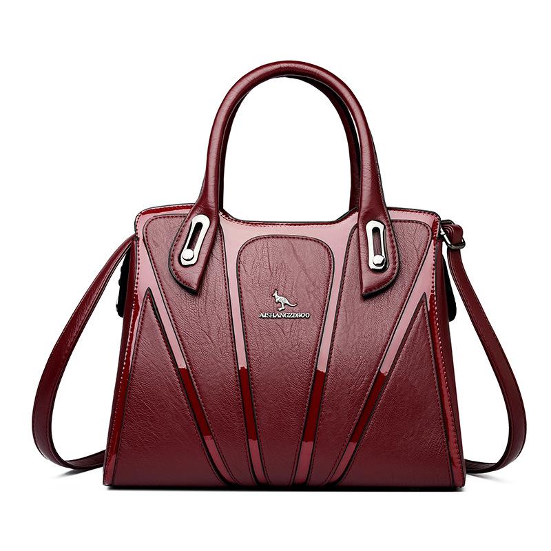 

Fashion Women s Bag - Crossbody with Patchwork Design and Single Shoulder Strap for Carrying. бордовий