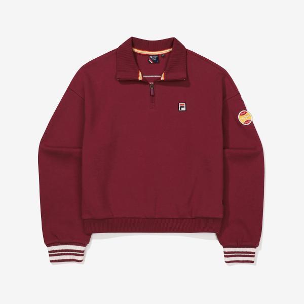 Хлопковая смесовая толстовка Fila F Box с молнией до середины WINE/090