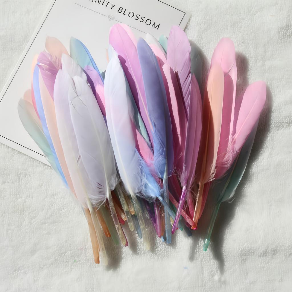 100Pcs Blue Goose Feathers 10-15cm Natural Dyed Feather for Wedding Decoration Party DIY Crafts Halloween Costume Supplies