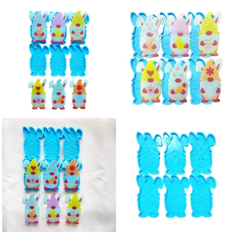 Easter Rabbit Keychain Pendant Mold DIY Cement Concrete Mold Exploy Resin Molds Handicraft Earring Molds Jewelry Making