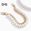 Bag Chain Replacement Handles with Clips Double-layered Faux Pearl Thick Chain Shoulder Bag Decoration Strap Detachable Handbag DIY Chain Craft