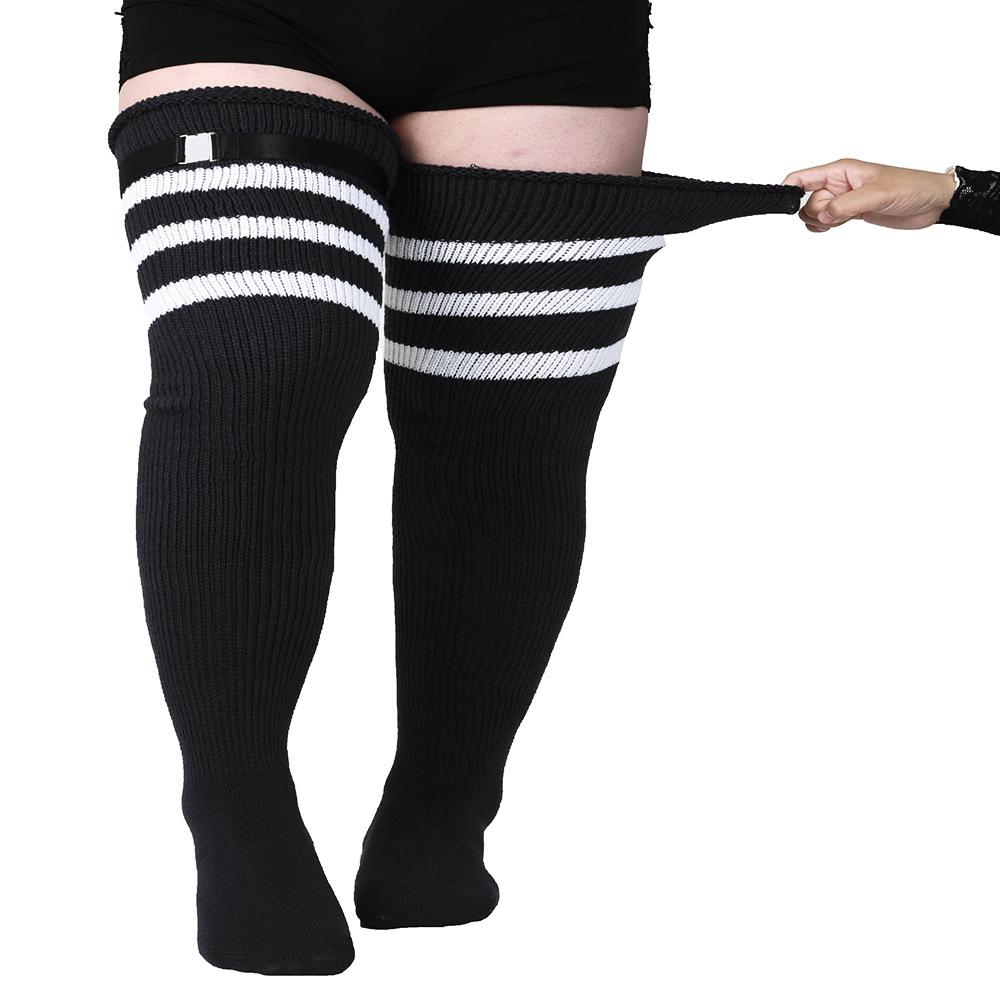 1 [Air Plus Size Womens Thigh High Socks For Thick Thighs- Extra Long Striped Thick Over The Knee Socks- Leg Warmer Boot Socks