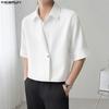 INCERUN Men Summer Lapel Neck Short Sleeve Buttons Casual Shirts Tops