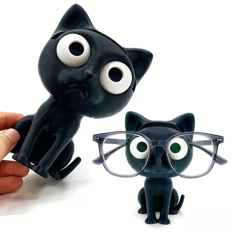 1 Stück schwarzer, katzenförmiger Brillenhalter – für Verkaufsdisplays und Heimdekoration, ideales Geschenk, mit Schlitzen für Brillengestelle